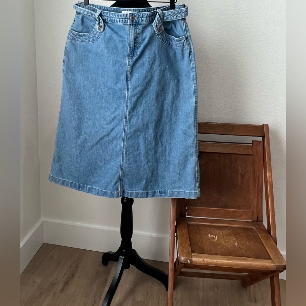 Vintage Christopher & Banks Light Blue Denim Midi Skirt